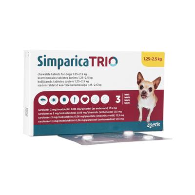 Simparica TRIO シンパリカ トリオ1.25-2.5kg用 7ヶ月分 シンパリカトリオ（1.25～2.5kg）通販｜フィラリア予防薬｜犬｜ペット