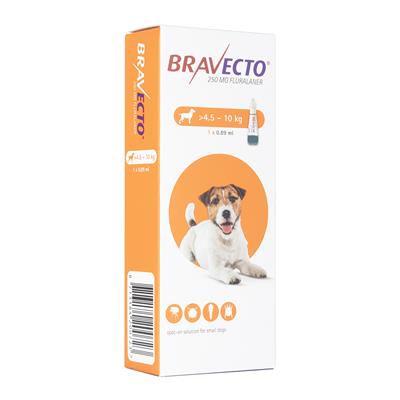 ブラベクト・スポットオンソルーション250mg・小型犬用(>4.5-10kg)