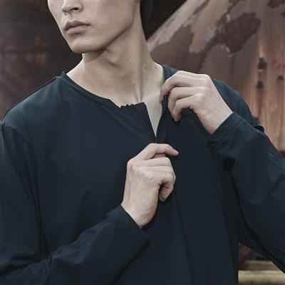 ボディタフネス ゆったりストレッチ 冷感ロングスリーブ ハーフジップ クルーネックシャツ